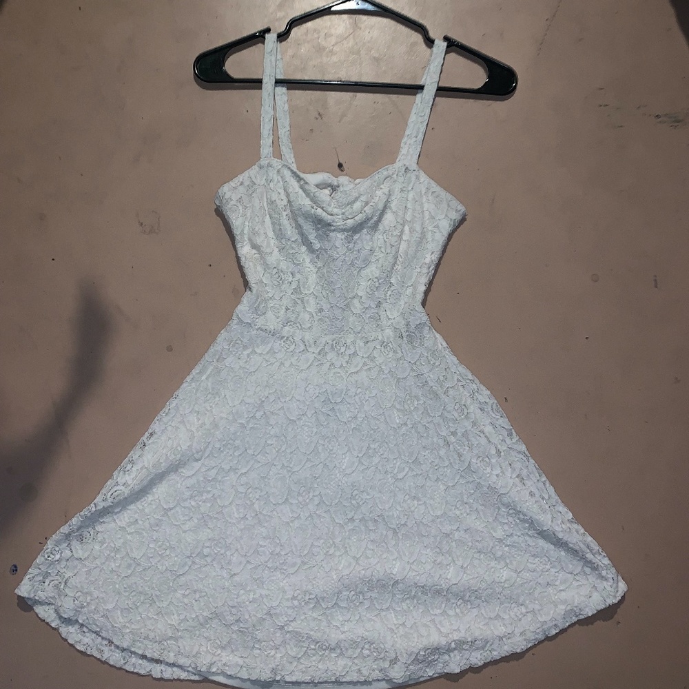White Lace Open Back Dress